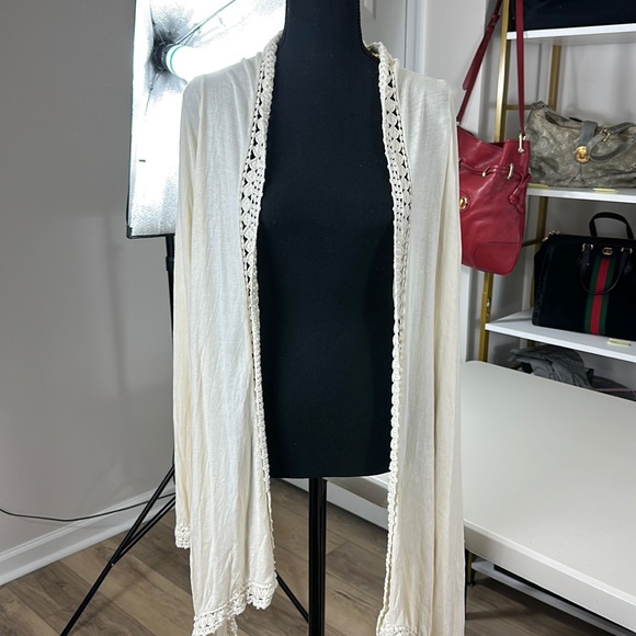 Cream cardigan woven edges - Picture 1 of 5